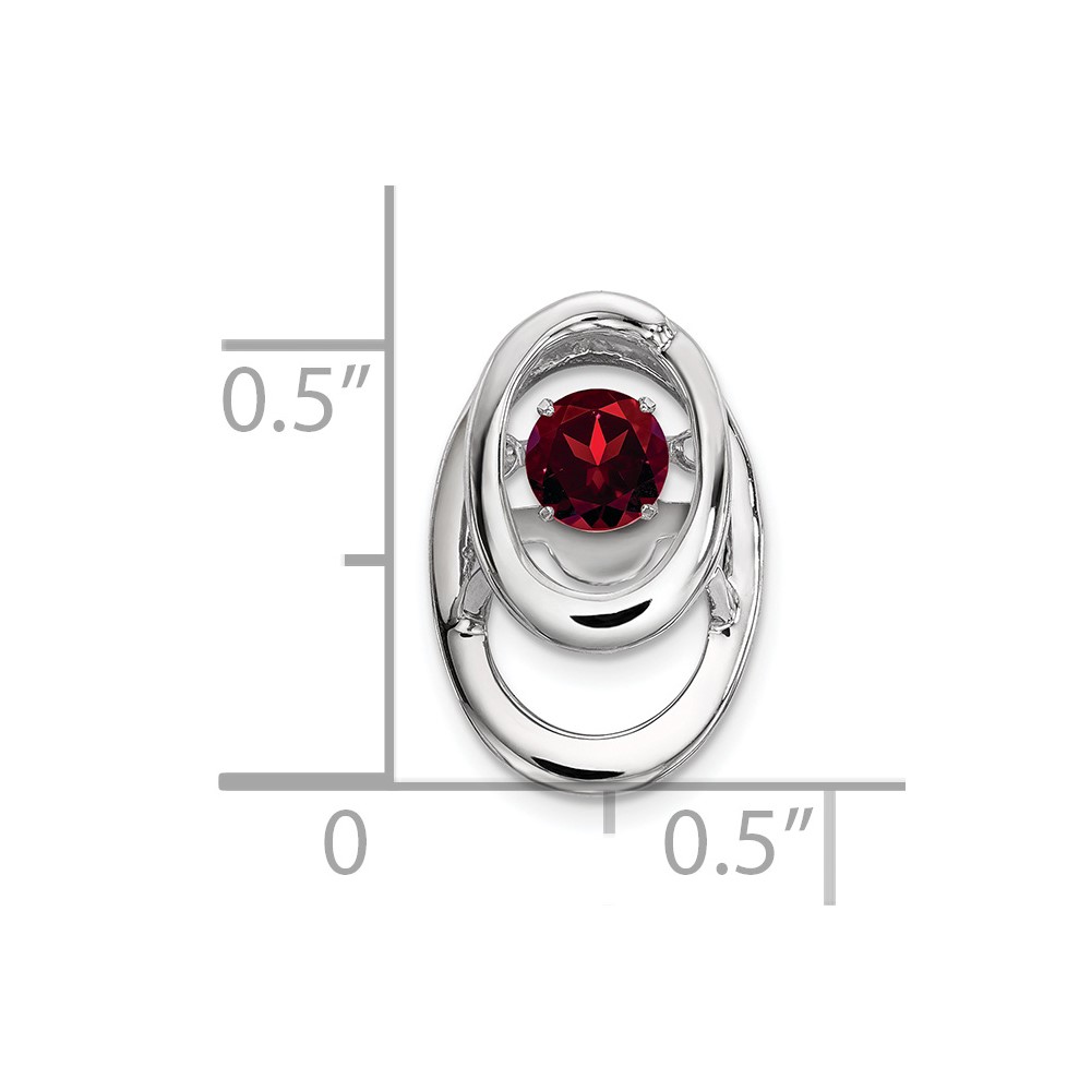 Sterling Silver Rhodium Garnet Birthstone Vibrant Chain Slide (QBPD32JAN)