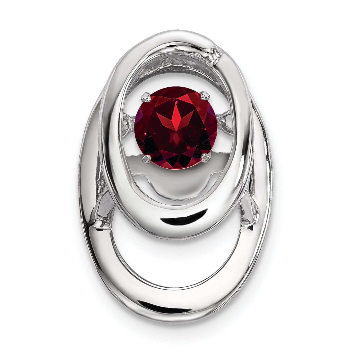 Sterling Silver Rhodium Garnet Birthstone Vibrant Chain Slide (QBPD32JAN)