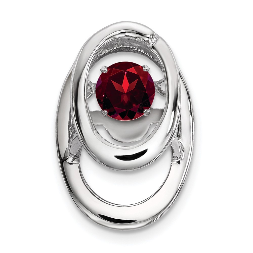 Sterling Silver Rhodium Garnet Birthstone Vibrant Chain Slide (QBPD32JAN)