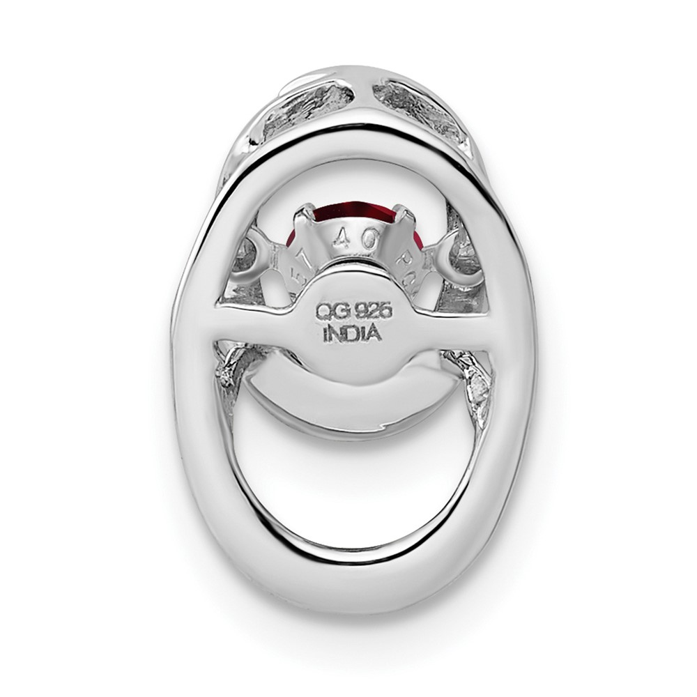 Sterling Silver Rhodium Plated Lab Created Ruby Birthstone Vibrant Chain Slide (QBPD32JUL)
