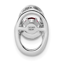 Sterling Silver Rhodium Plated Lab Created Ruby Birthstone Vibrant Chain Slide view 4