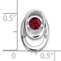 Sterling Silver Rhodium Plated Lab Created Ruby Birthstone Vibrant Chain Slide view 3