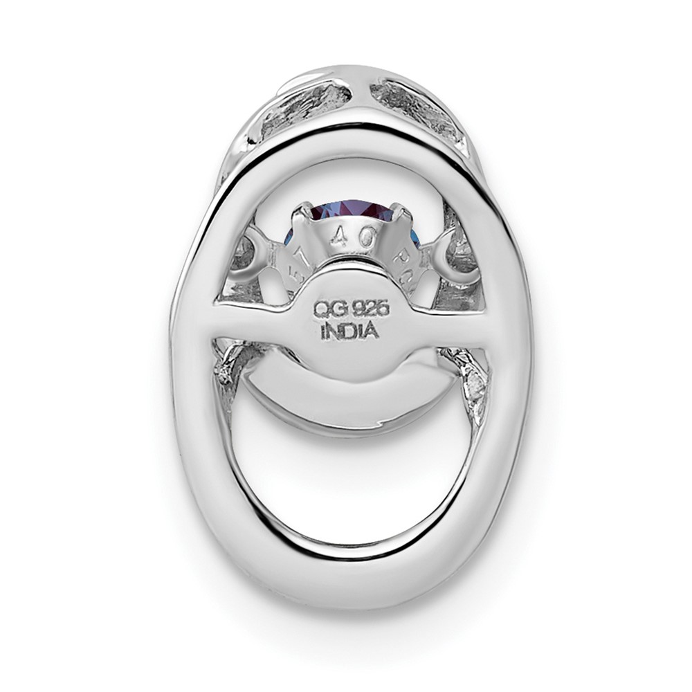Sterling Silver Rhodium Created Alexandrite Birthstone Vibrant Chain Slide (QBPD32JUN)