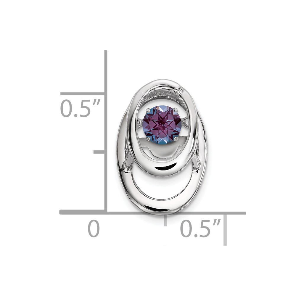 Sterling Silver Rhodium Created Alexandrite Birthstone Vibrant Chain Slide (QBPD32JUN)