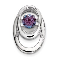 Sterling Silver Rhodium Created Alexandrite Birthstone Vibrant Chain Slide view 1