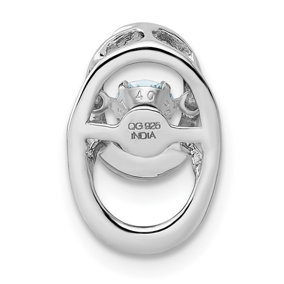 Sterling Silver Rhodium Aquamarine Birthstone Vibrant Necklace