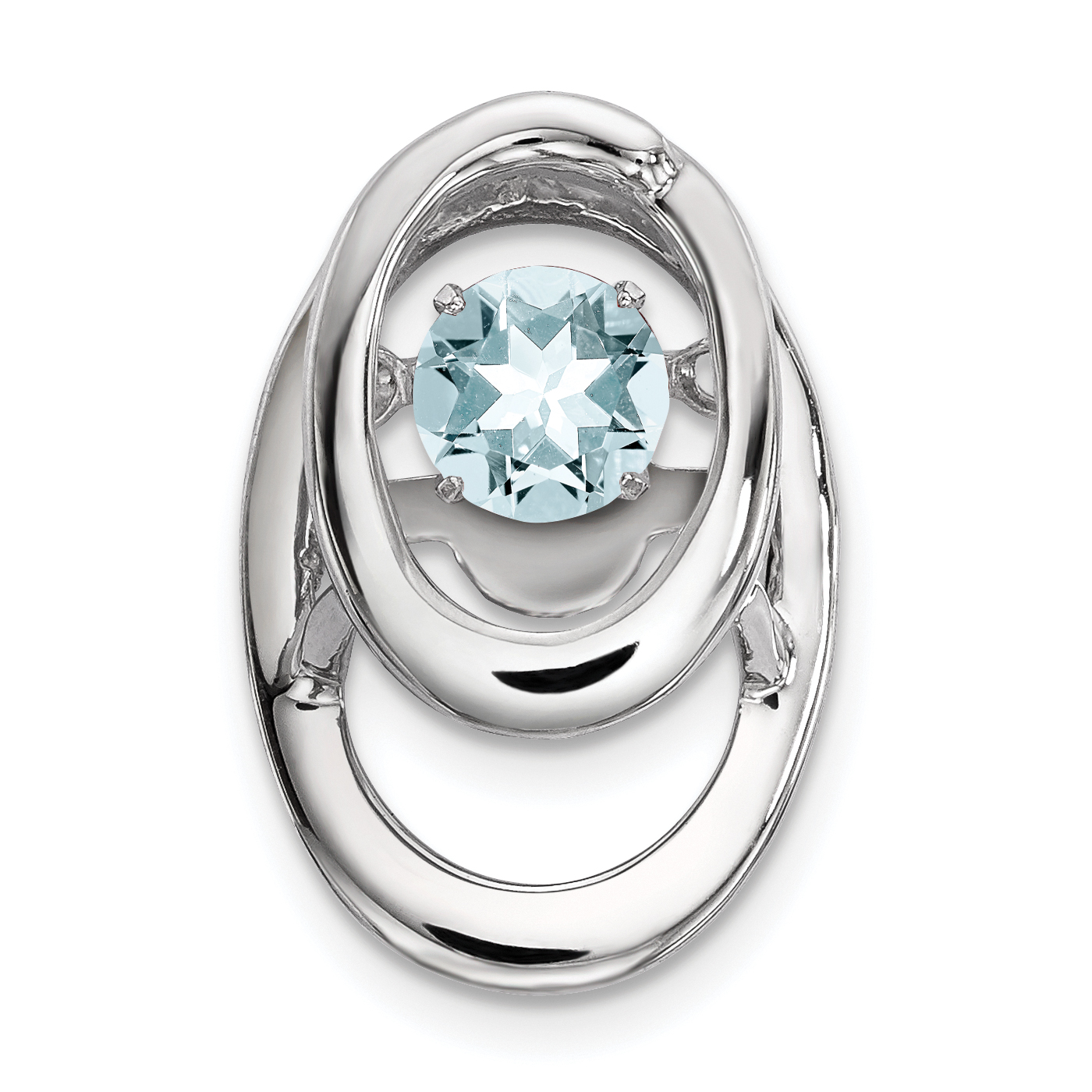 Sterling Silver Rhodium Aquamarine Birthstone Vibrant Chain Slide (QBPD32MAR)