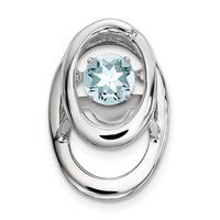 Sterling Silver Rhodium Aquamarine Birthstone Vibrant Chain Slide view 1