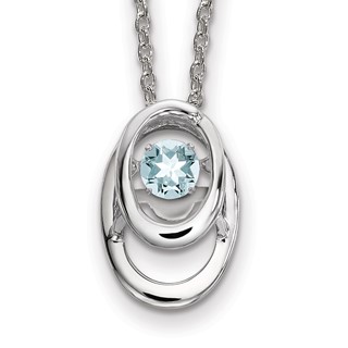 Sterling Silver Rhodium Aquamarine Birthstone Vibrant Necklace