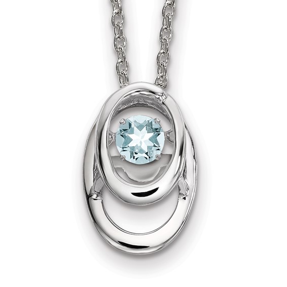 Sterling Silver Rhodium Aquamarine Birthstone Vibrant Necklace