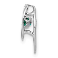Sterling Silver Rhodium Created Emerald Birthstone Vibrant Chain Slide view 2