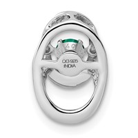 Sterling Silver Rhodium Created Emerald Birthstone Vibrant Chain Slide view 4