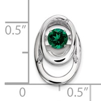 Sterling Silver Rhodium Created Emerald Birthstone Vibrant Chain Slide view 3
