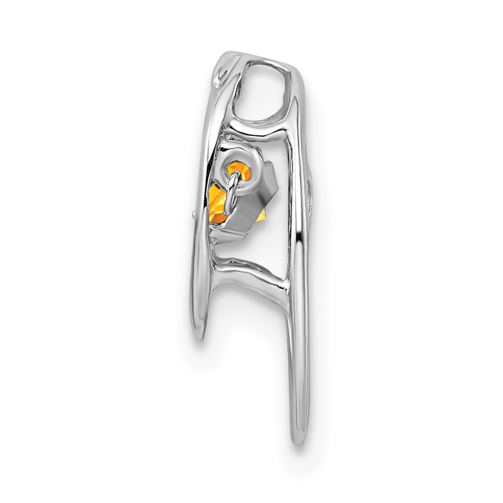 Sterling Silver Rhodium Citrine Birthstone Vibrant Chain Slide (QBPD32NOV)