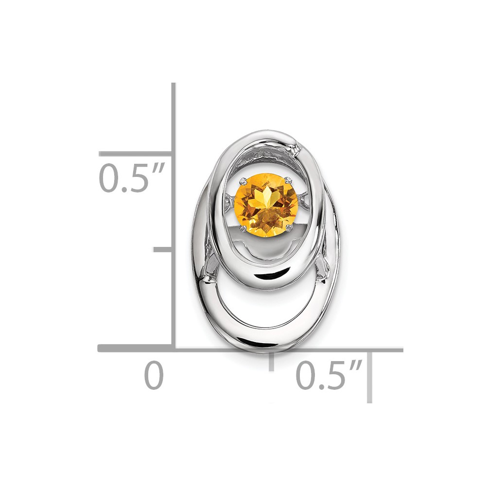 Sterling Silver Rhodium Citrine Birthstone Vibrant Chain Slide (QBPD32NOV)
