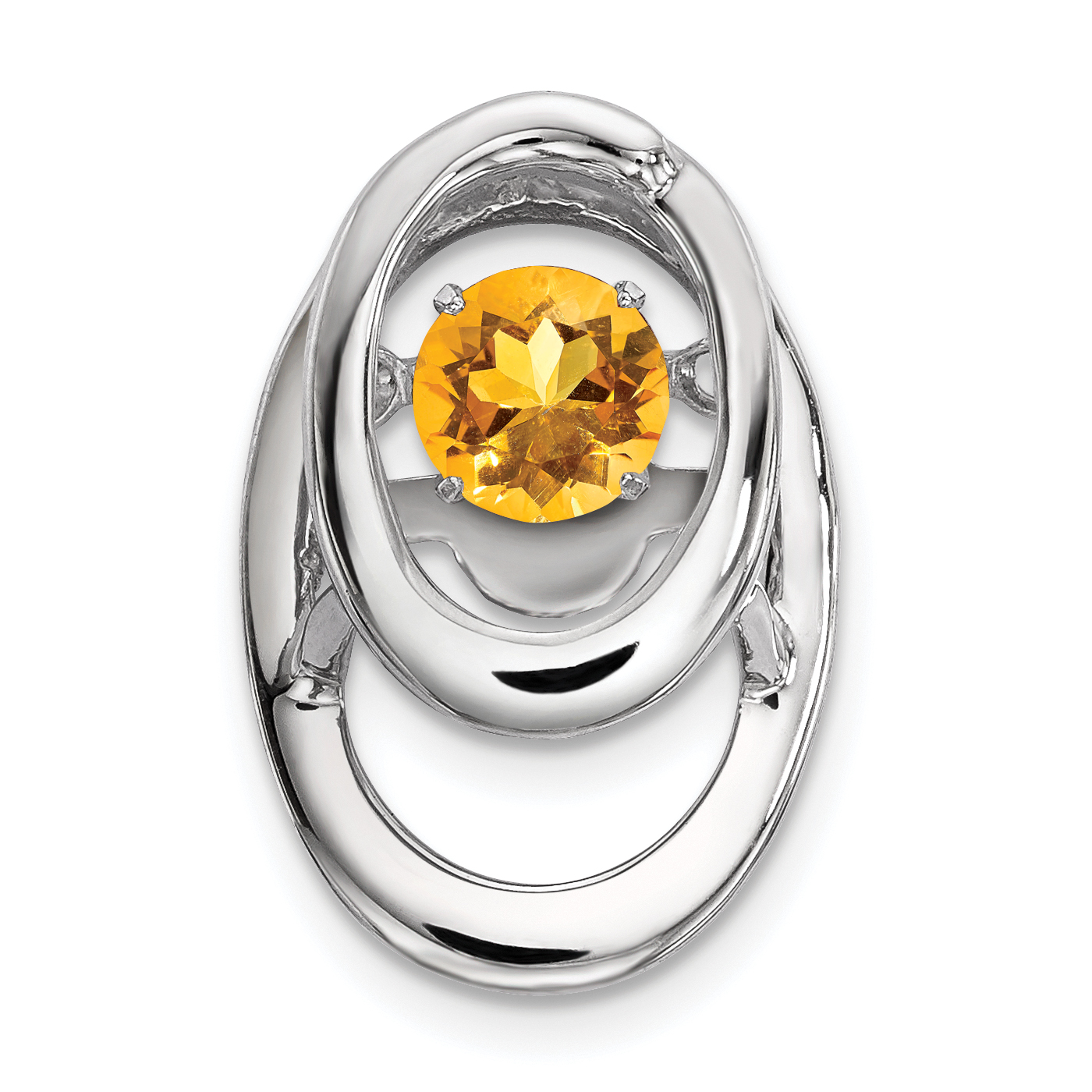 Sterling Silver Rhodium Citrine Birthstone Vibrant Chain Slide (QBPD32NOV)
