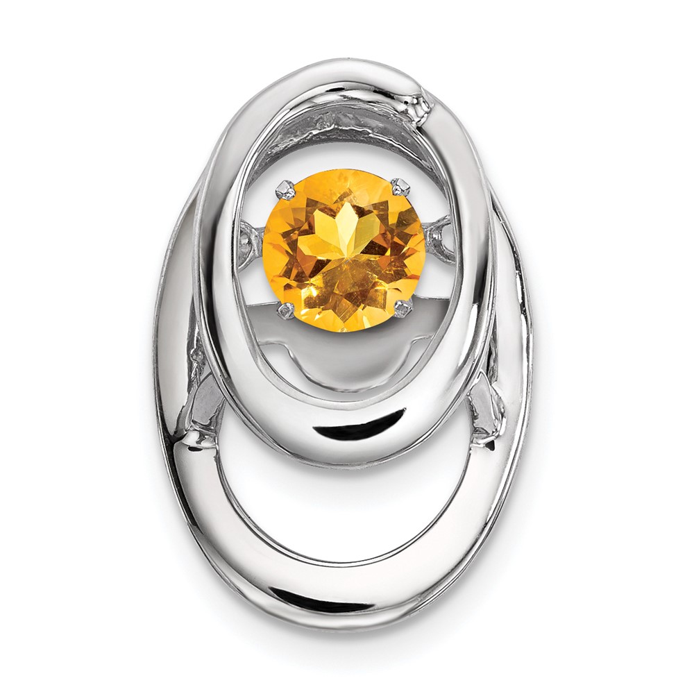 Sterling Silver Rhodium Citrine Birthstone Vibrant Chain Slide (QBPD32NOV)