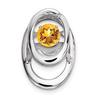 Sterling Silver Rhodium Citrine Birthstone Vibrant Chain Slide view 1