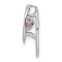 Sterling Silver Rhodium Plated Pink CZ Birthstone Vibrant Chain Slide view 2