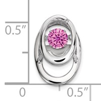 Sterling Silver Rhodium Plated Pink CZ Birthstone Vibrant Chain Slide view 3