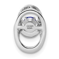 Sterling Silver Rhodium Created Sapphire Birthstone Vibrant Chain Slide view 4