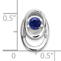Sterling Silver Rhodium Created Sapphire Birthstone Vibrant Chain Slide view 3