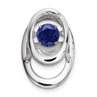 Sterling Silver Rhodium Created Sapphire Birthstone Vibrant Chain Slide view 1