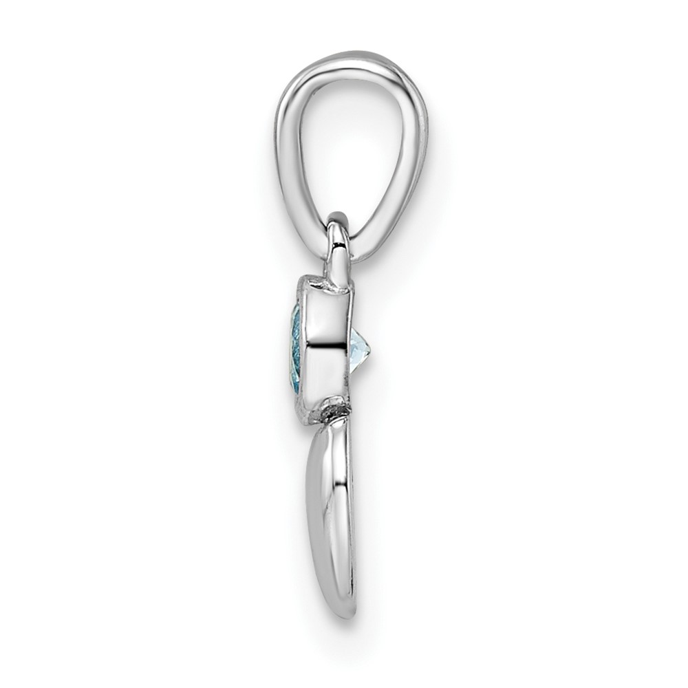 Sterling Silver Rhodium-plated Polished LS Blue Topaz Heart Pendant (QBPD35DEC)