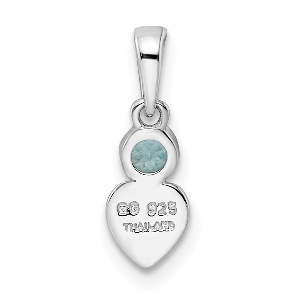 Sterling Silver Rhodium-plated Polished LS Blue Topaz Heart Pendant (QBPD35DEC)