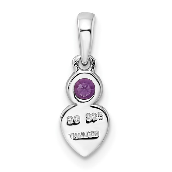 Sterling Silver Rhodium-plated Birthstone Heart Pendants