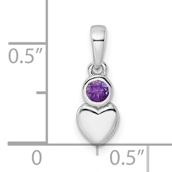 Sterling Silver Rhodium-plated Birthstone Heart Pendants