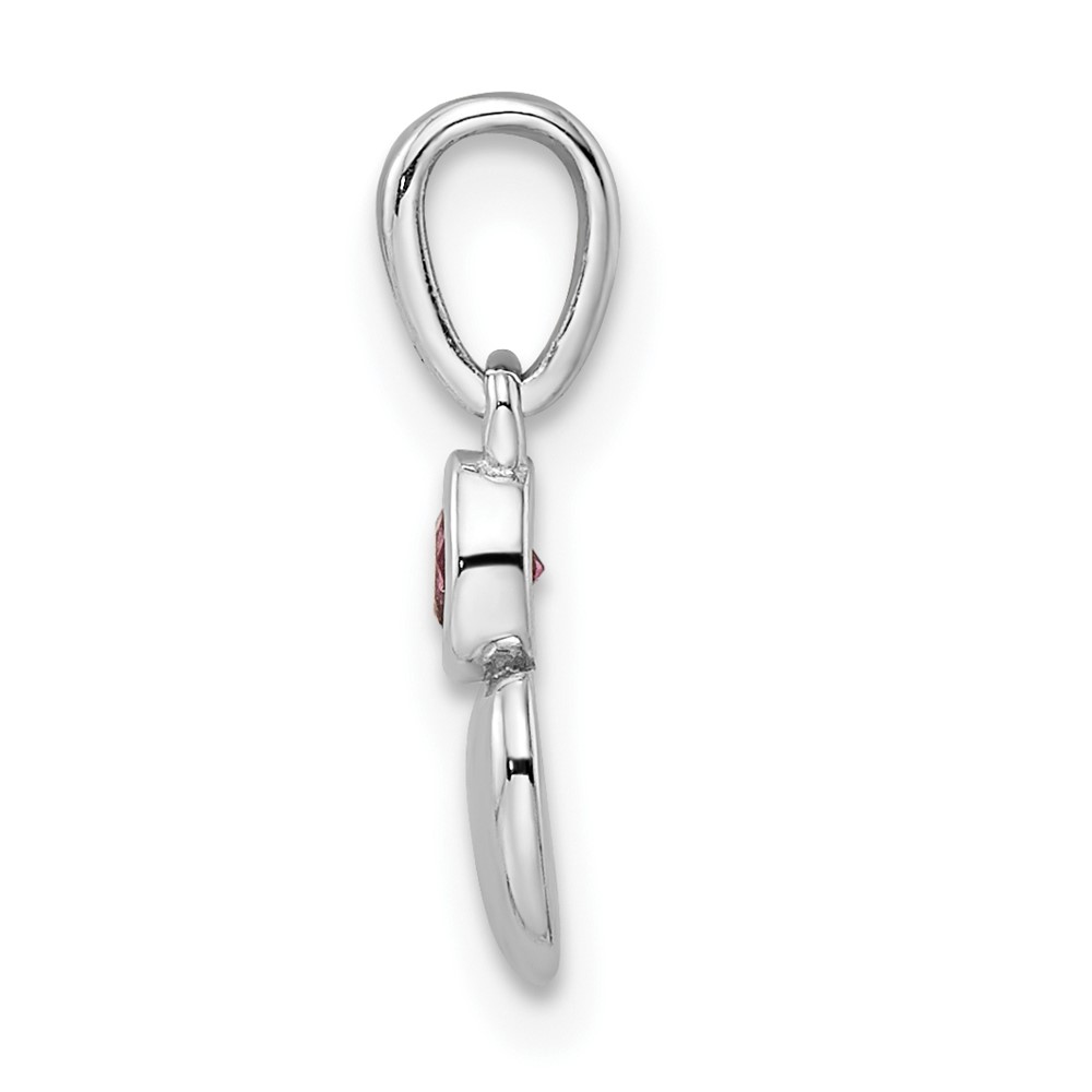 Sterling Silver Rhodium-plated Polished Rhodolite Garnet Heart Pendant (QBPD35JUN)