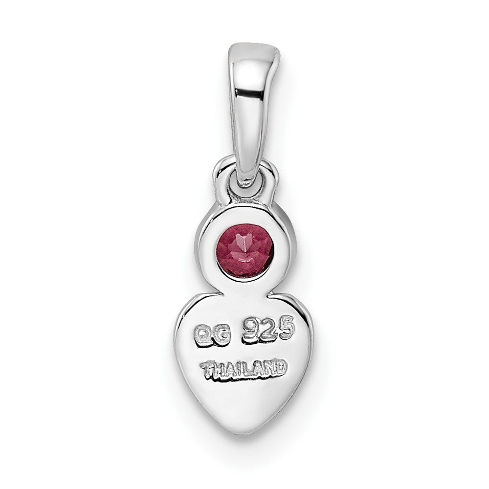 Sterling Silver Rhodium-plated Polished Rhodolite Garnet Heart Pendant (QBPD35JUN)