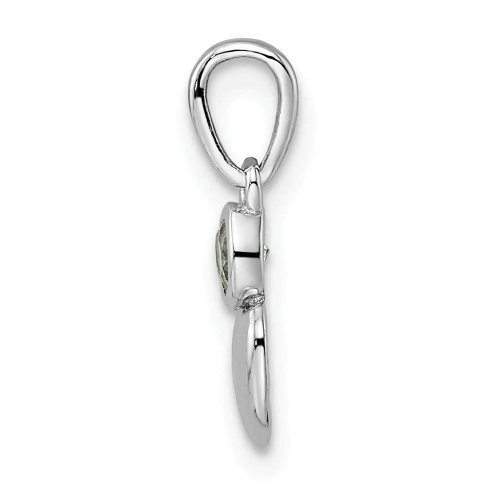 Sterling Silver Rhodium-plated Polished Aquamarine Heart Pendant (QBPD35MAR)