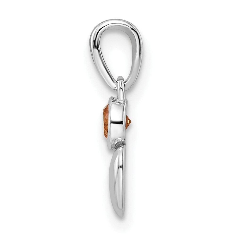 Sterling Silver Rhodium-plated Polished Citrine Heart Pendant (QBPD35NOV)
