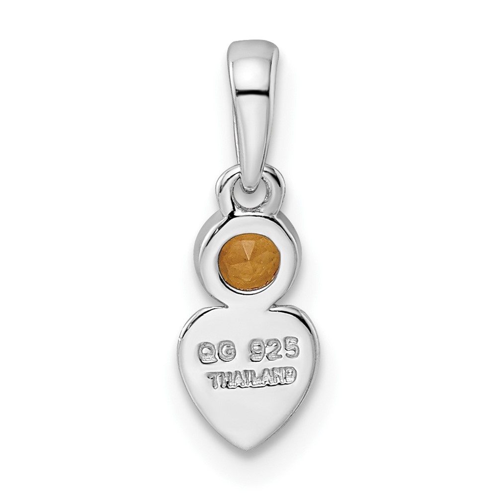 Sterling Silver Rhodium-plated Polished Citrine Heart Pendant (QBPD35NOV)