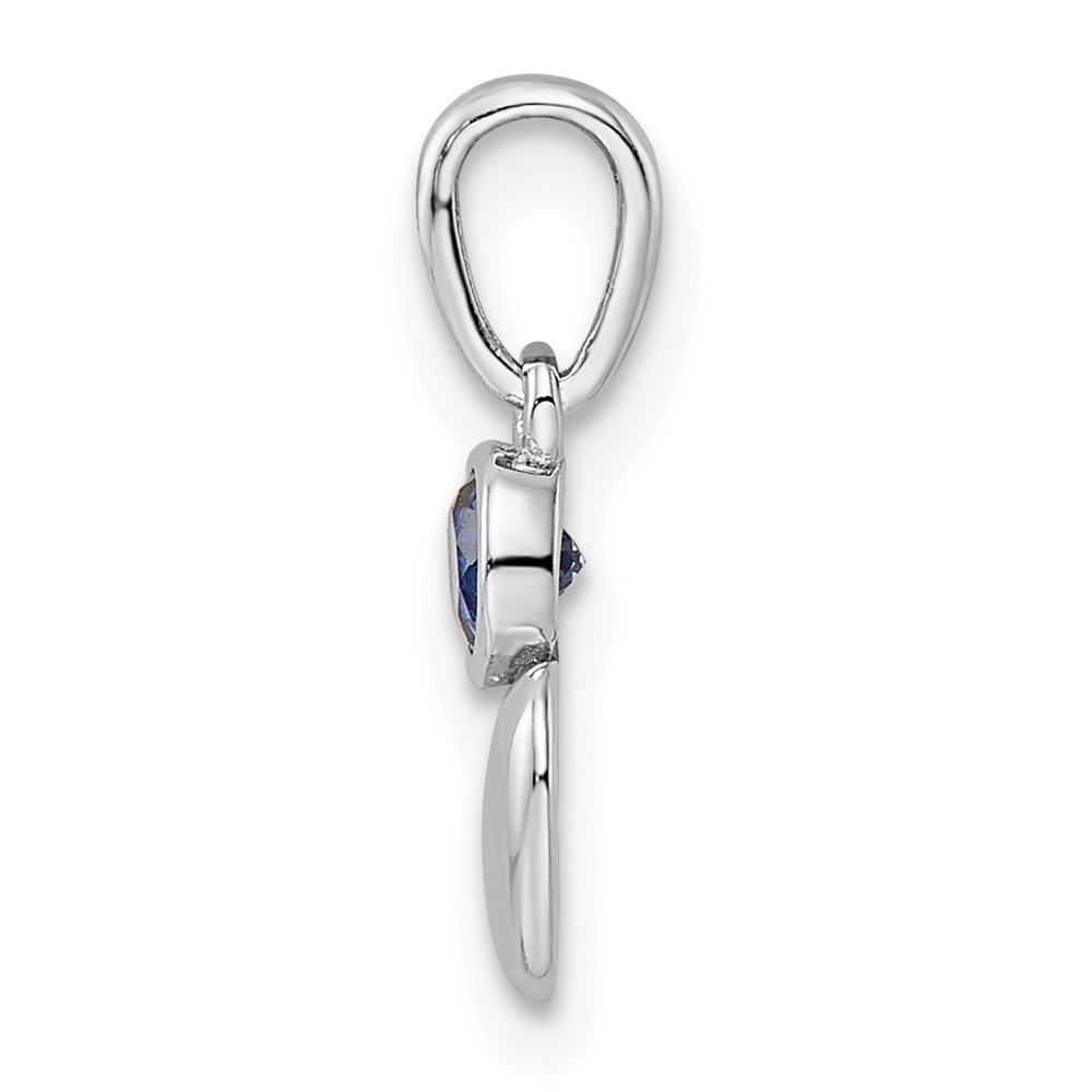 Sterling Silver Rhodium-plated Lab Created Sapphire Heart Pendant (QBPD35SEP)