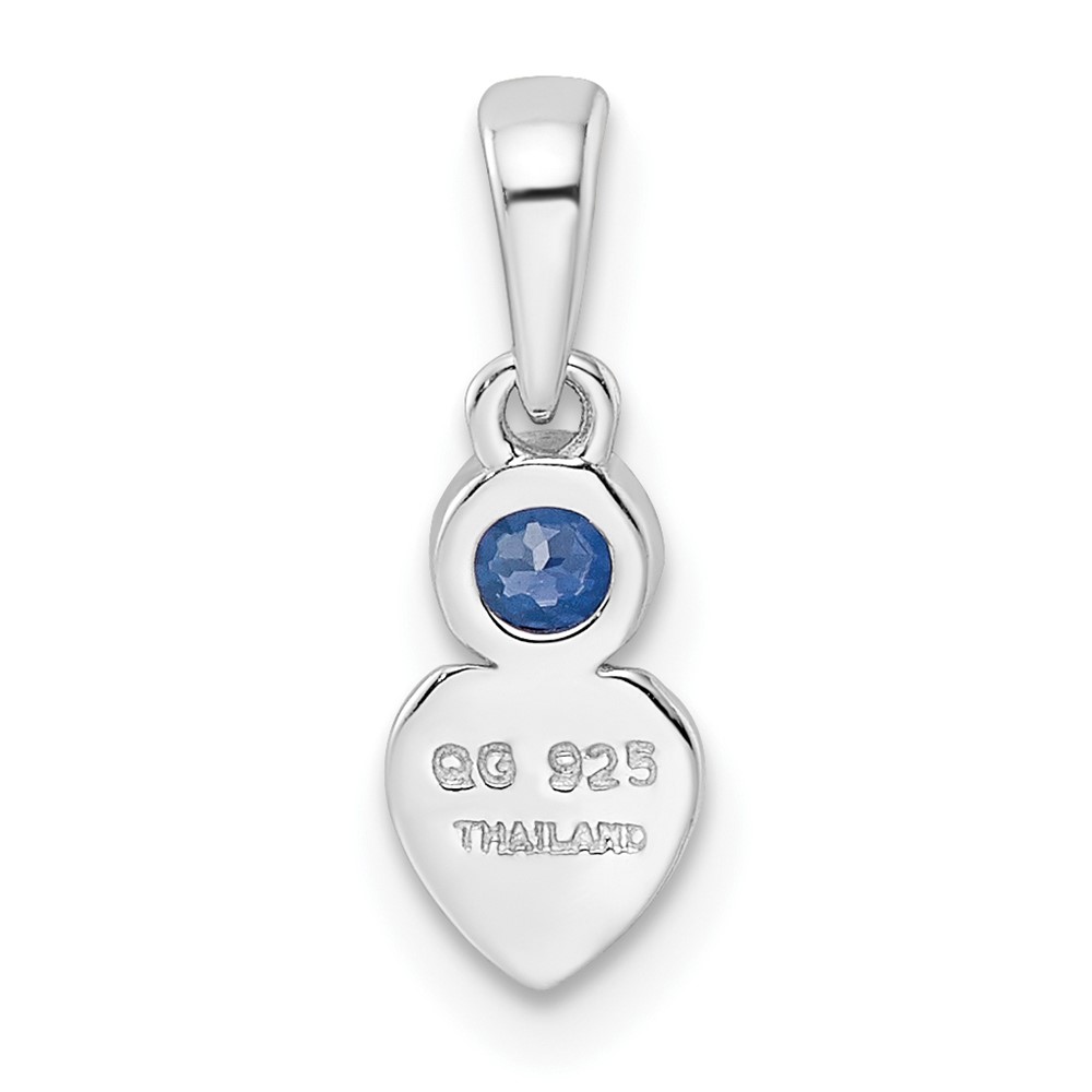 Sterling Silver Rhodium-plated Lab Created Sapphire Heart Pendant (QBPD35SEP)