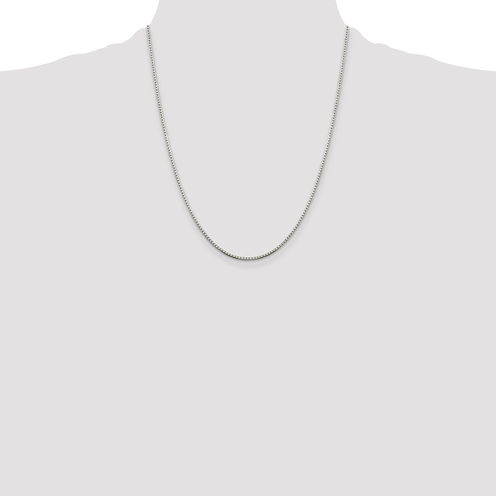 Sterling Silver 1.5mm 8 Sided Diamond-cut Box Chain (QBR028-22)