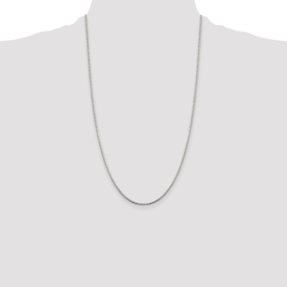 Sterling Silver 1.5mm 8 Sided Diamond-cut Box Chain (QBR028-26)