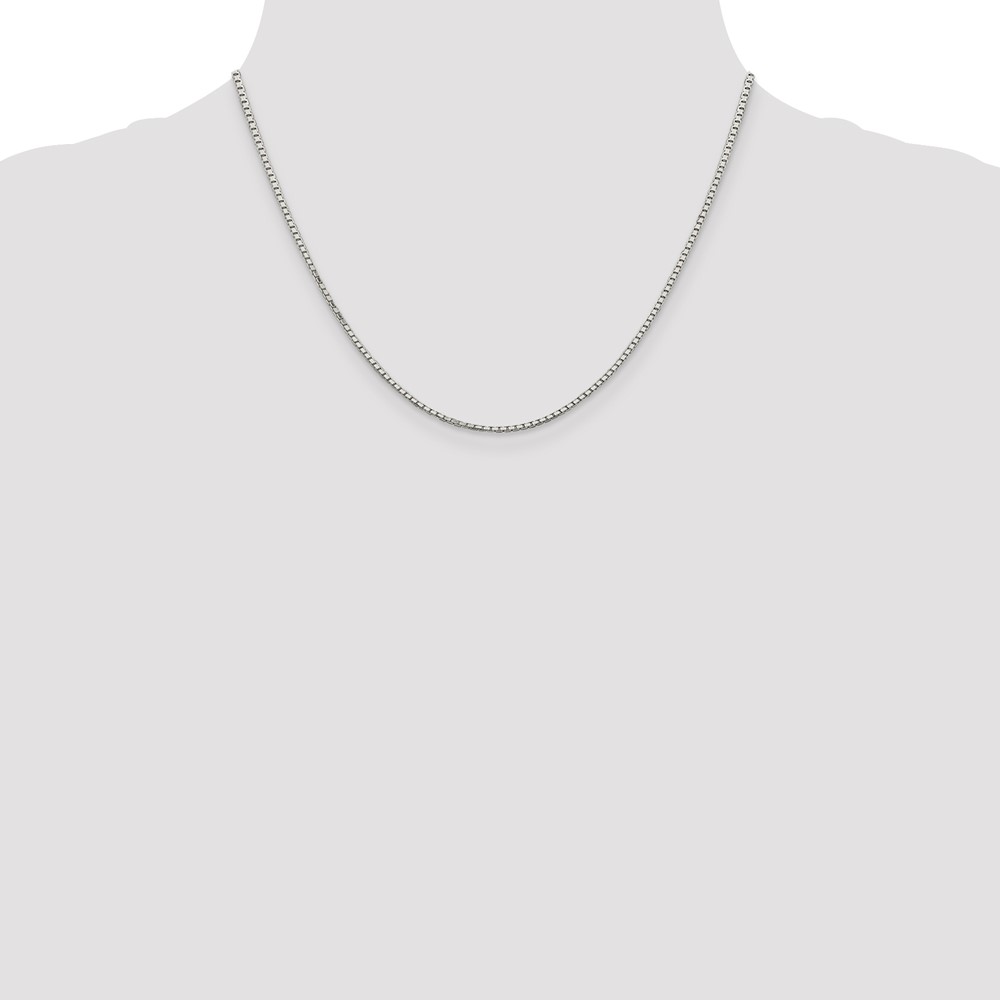 Sterling Silver Rhodium-plated 1.7mm 8 Sided D/C Mirror Box Chain (QBR035R-18)