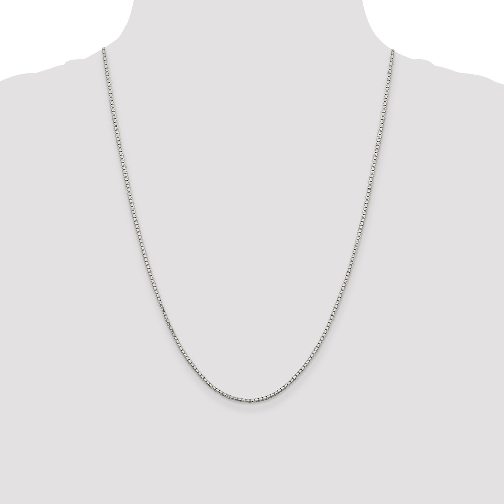 Sterling Silver Rhodium-plated 1.7mm 8 Sided D/C Mirror Box Chain (QBR035R-24)