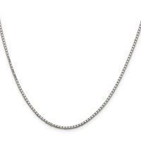 Sterling Silver Rhodium-plated 1.7mm 8 Sided Chain with Ext. Mirror Box, 2" view 2