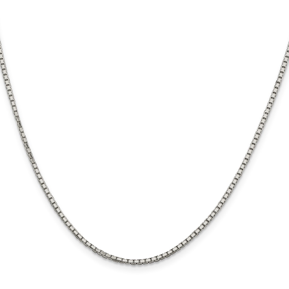 Sterling Silver Rhodium-plated 1.7mm 8 Sided D/C Mirror Box Chain w/2in ext (QBR035RH-18)