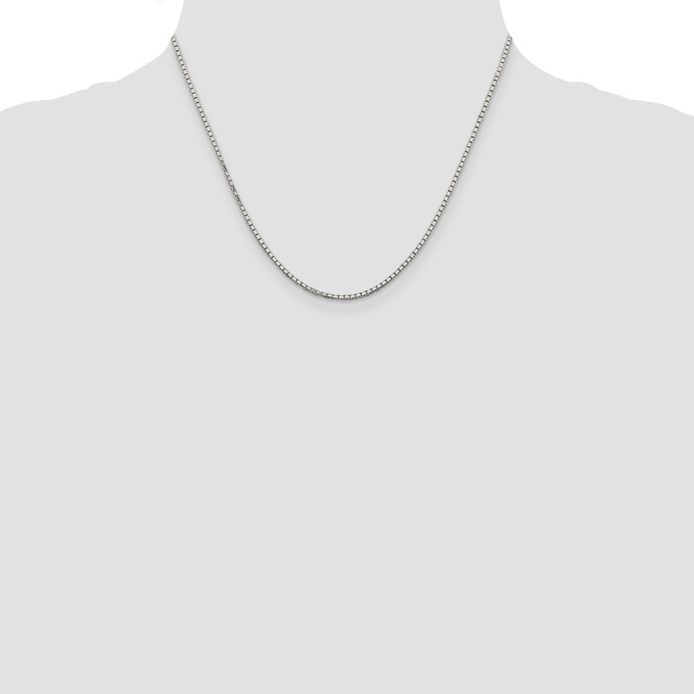 Sterling Silver Rhodium-plated 1.7mm 8 Sided D/C Mirror Box Chain w/2in ext (QBR035RH-18)