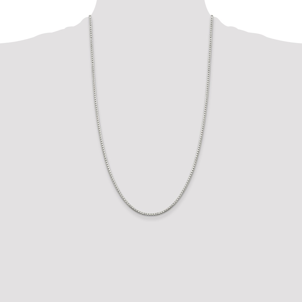 Sterling Silver 2mm 8 Sided Diamond-cut Box Chain (QBR040-26)