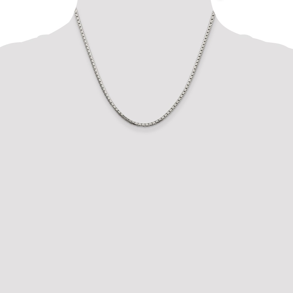 Sterling Silver 2.5mm 8 Sided Diamond-cut Box Chain (QBR050-18)