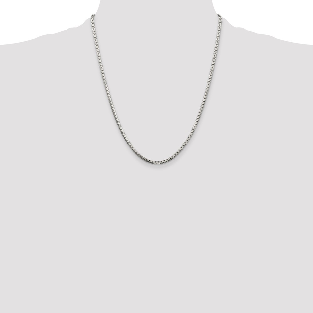 Sterling Silver 2.5mm 8 Sided Diamond-cut Box Chain (QBR050-22)