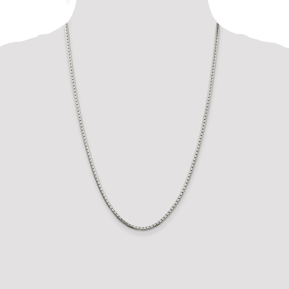 Sterling Silver 2.5mm 8 Sided Diamond-cut Box Chain (QBR050-24)