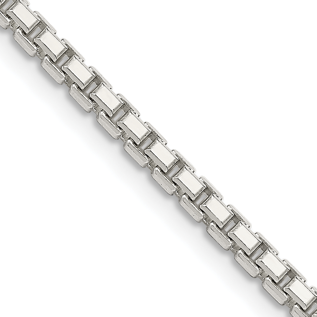 Sterling Silver 2.5mm 8 Sided Diamond-cut Box Chain (QBR050-22)